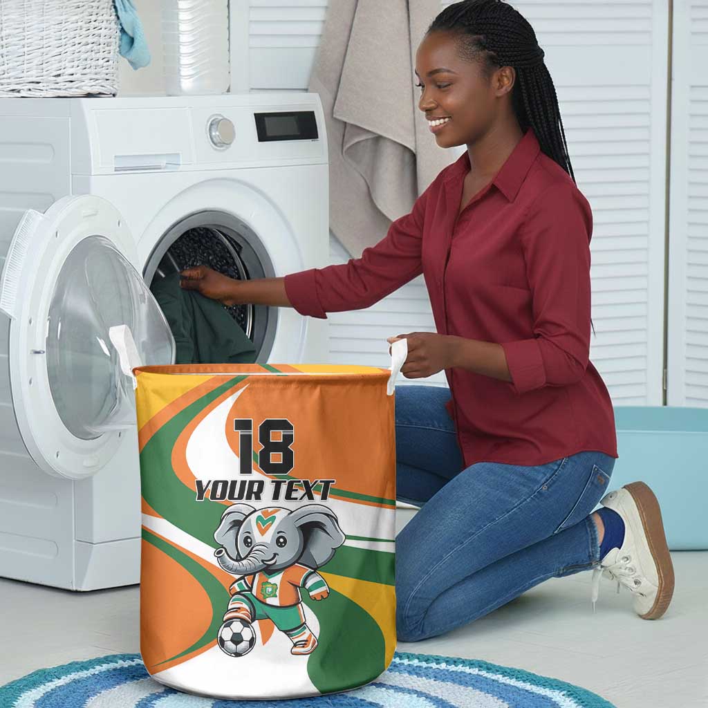 Custom Ivory Coast Football Laundry Basket Les Elephants Mascot - Wonder Print Shop