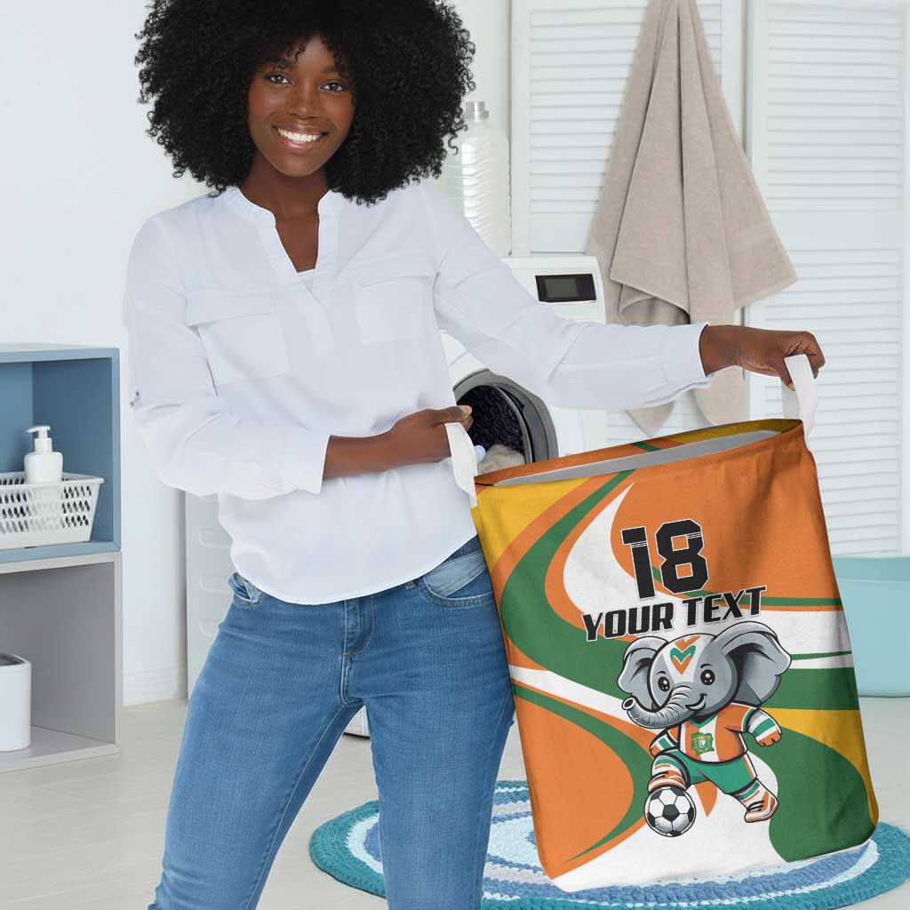 Custom Ivory Coast Football Laundry Basket Les Elephants Mascot - Wonder Print Shop
