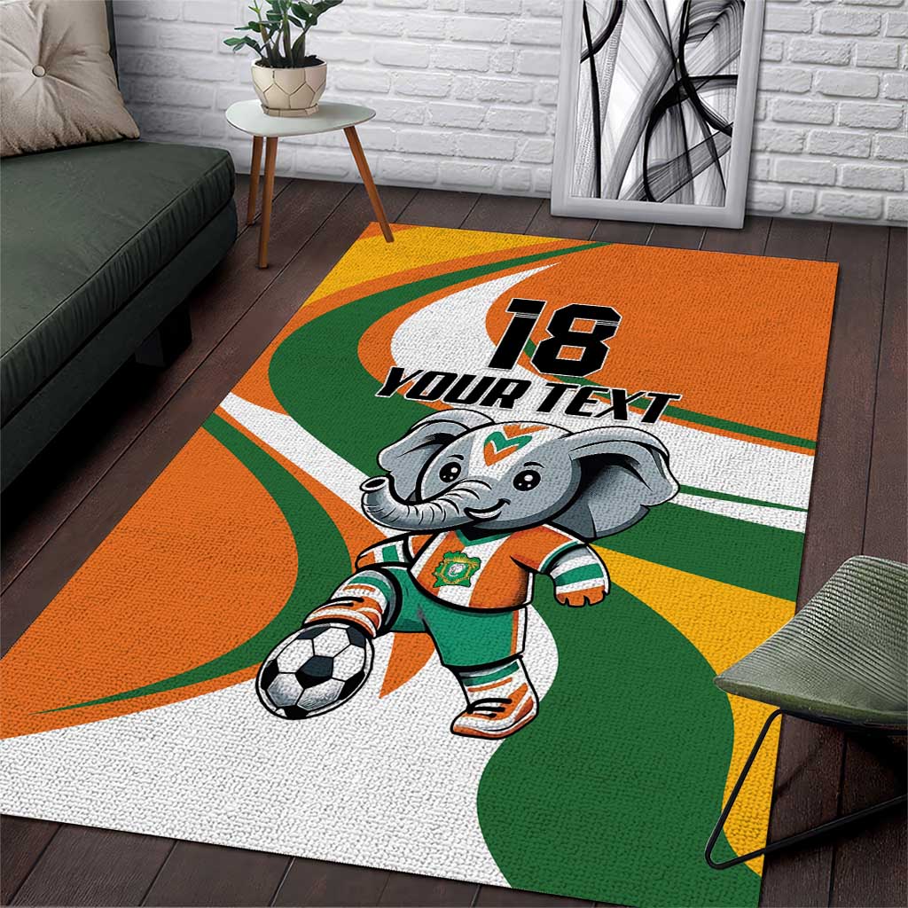 Custom Ivory Coast Football Area Rug Les Elephants Mascot - Wonder Print Shop
