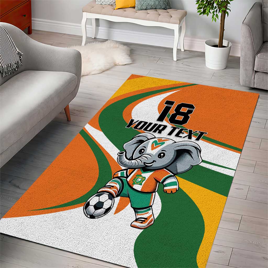 Custom Ivory Coast Football Area Rug Les Elephants Mascot - Wonder Print Shop