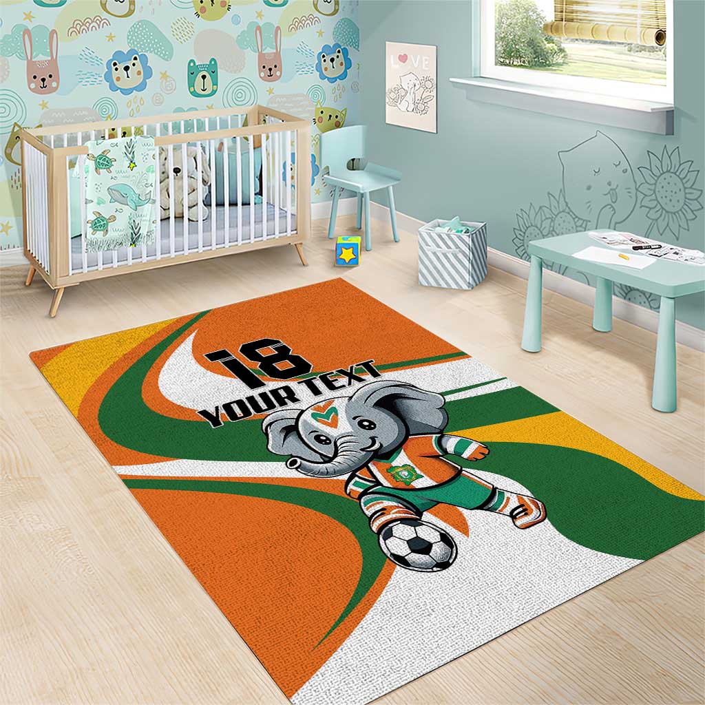 Custom Ivory Coast Football Area Rug Les Elephants Mascot - Wonder Print Shop