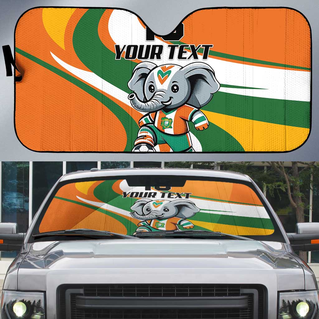 Custom Ivory Coast Football Auto Sun Shade Les Elephants Mascot - Wonder Print Shop