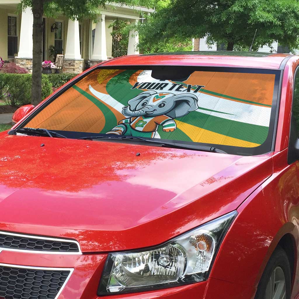 Custom Ivory Coast Football Auto Sun Shade Les Elephants Mascot - Wonder Print Shop