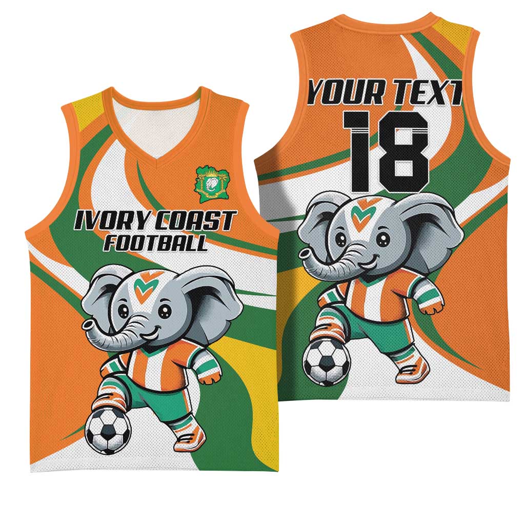 Custom Ivory Coast Football Basketball Jersey Les Elephants Mascot - Wonder Print Shop