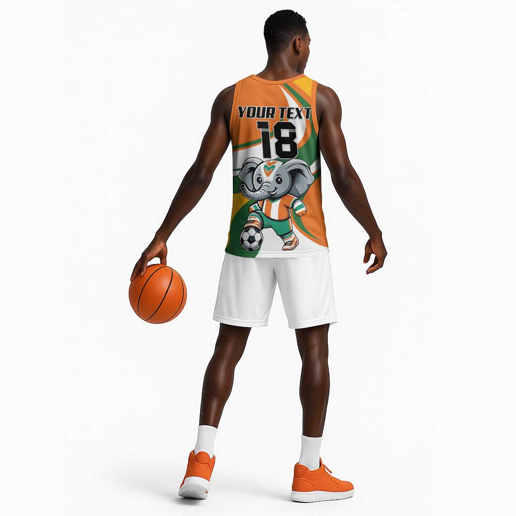 Custom Ivory Coast Football Basketball Jersey Les Elephants Mascot - Wonder Print Shop