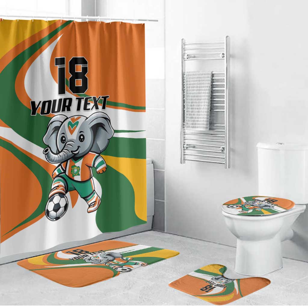 Custom Ivory Coast Football Bathroom Set Les Elephants Mascot - Wonder Print Shop