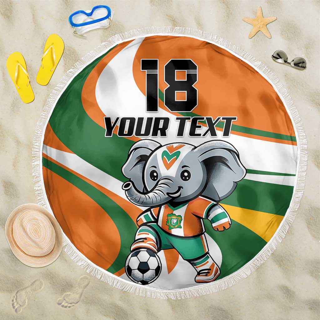 Custom Ivory Coast Football Beach Blanket Les Elephants Mascot - Wonder Print Shop