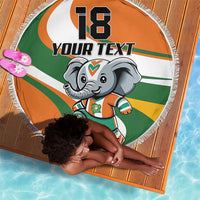 Custom Ivory Coast Football Beach Blanket Les Elephants Mascot - Wonder Print Shop