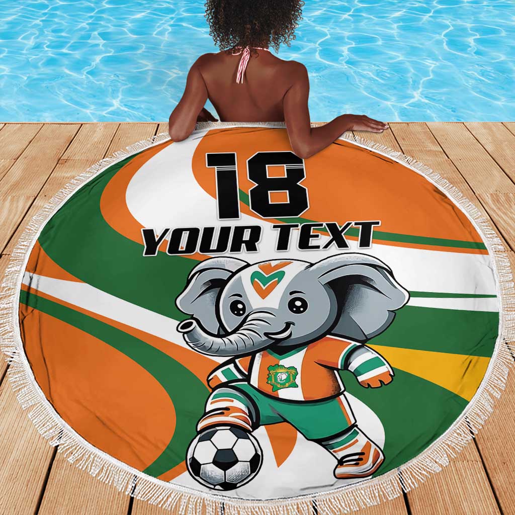 Custom Ivory Coast Football Beach Blanket Les Elephants Mascot - Wonder Print Shop