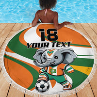 Custom Ivory Coast Football Beach Blanket Les Elephants Mascot - Wonder Print Shop