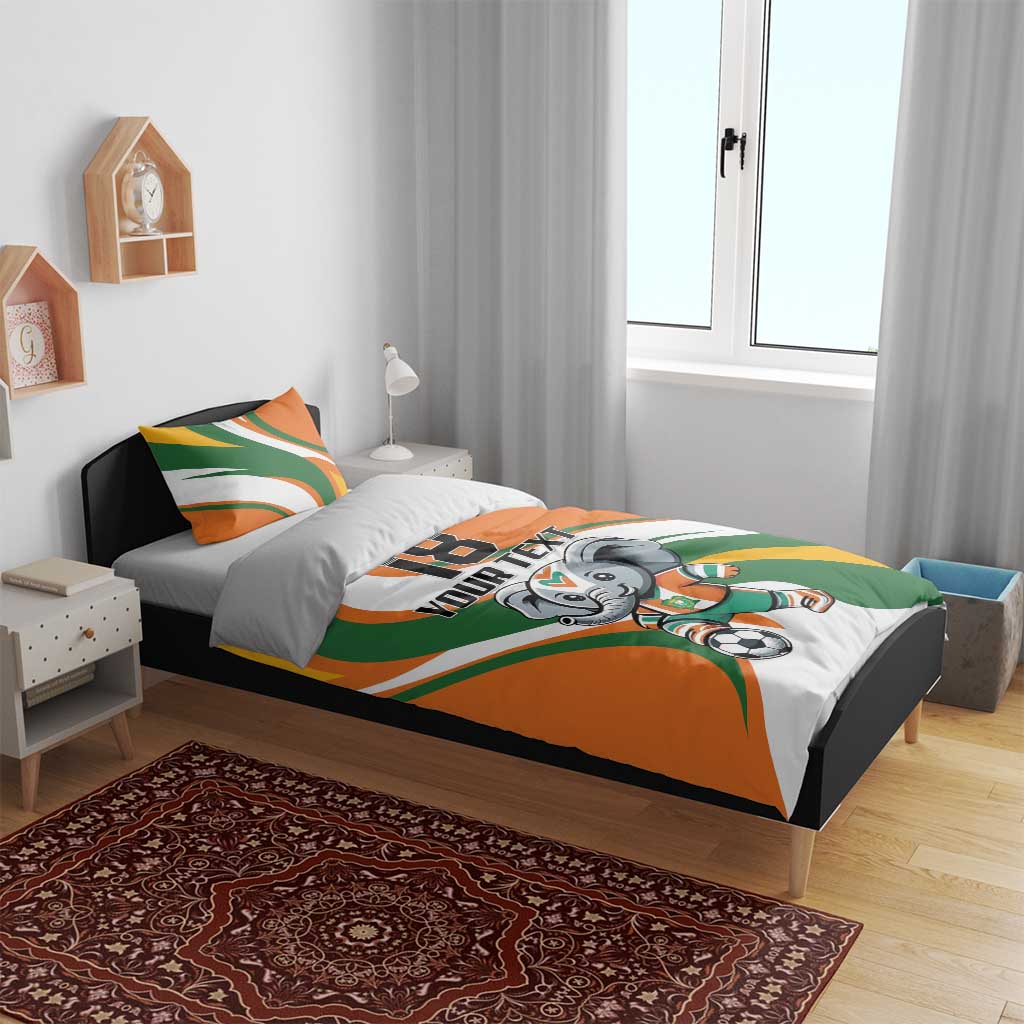 Custom Ivory Coast Football Bedding Set Les Elephants Mascot - Wonder Print Shop