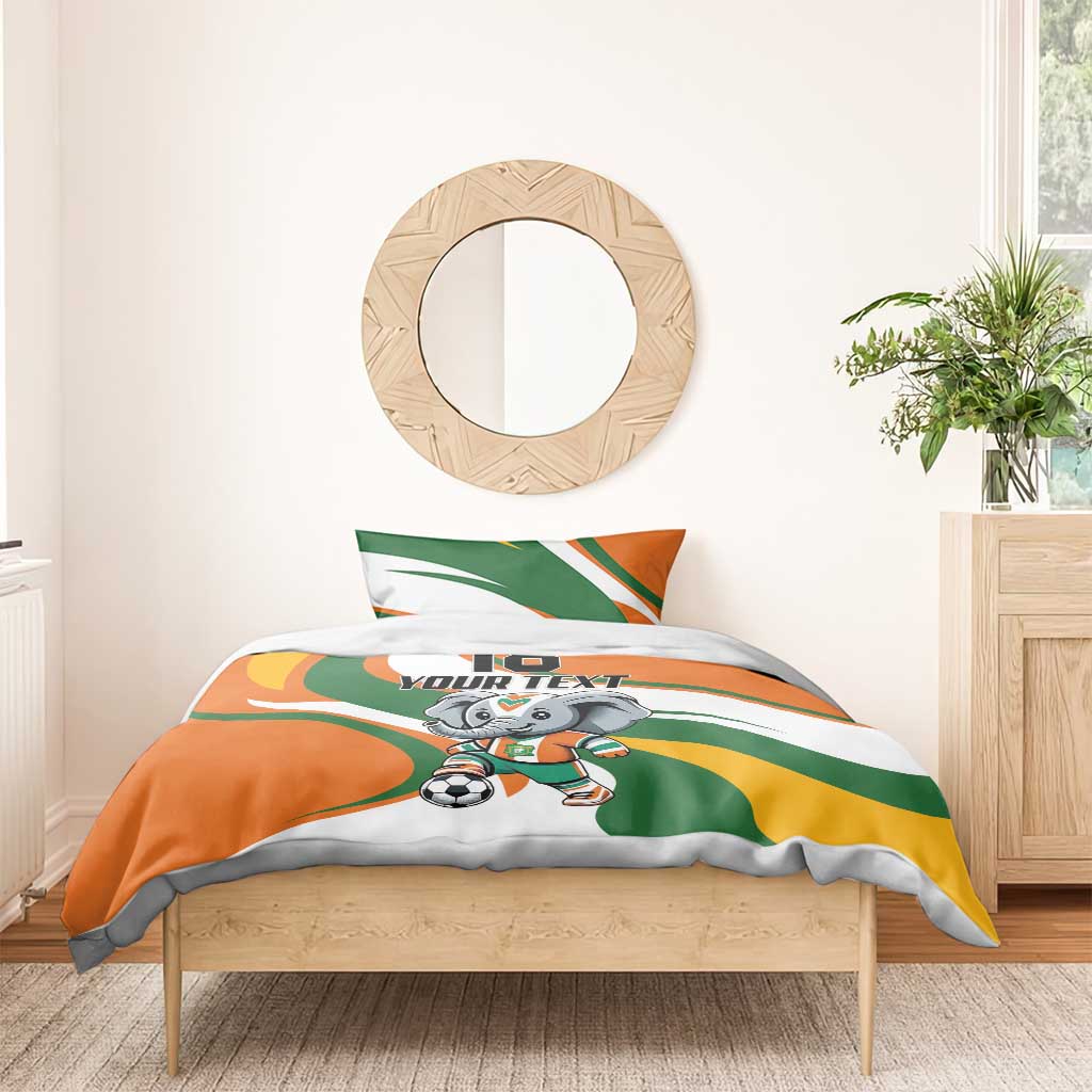 Custom Ivory Coast Football Bedding Set Les Elephants Mascot - Wonder Print Shop