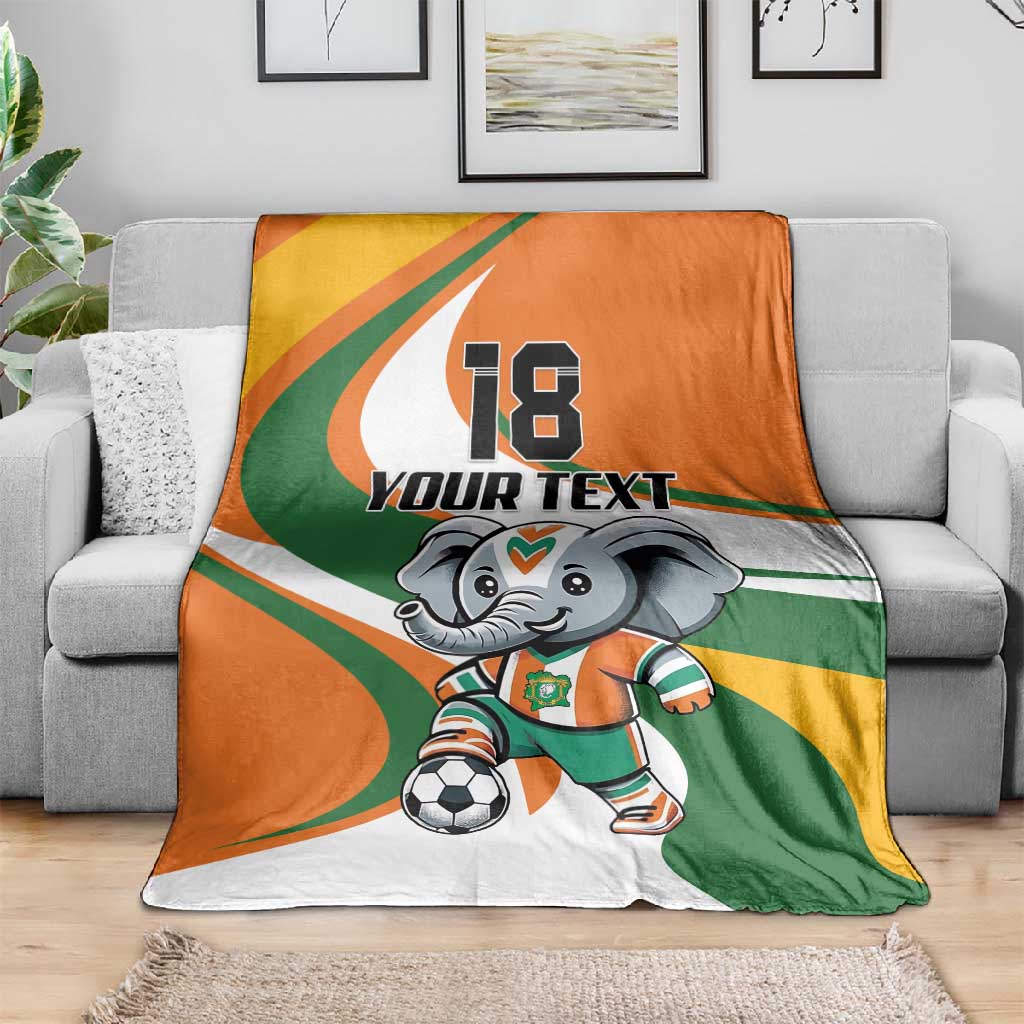 Custom Ivory Coast Football Blanket Les Elephants Mascot - Wonder Print Shop