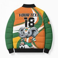 Custom Ivory Coast Football Bomber Puffer Jacket Les Elephants Mascot - Wonder Print Shop