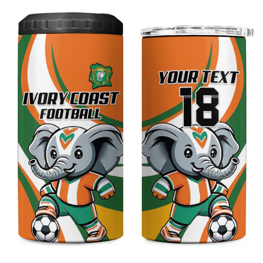 Custom Ivory Coast Football 4 in 1 Can Cooler Tumbler Les Elephants Mascot - Wonder Print Shop