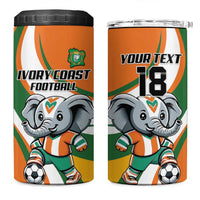 Custom Ivory Coast Football 4 in 1 Can Cooler Tumbler Les Elephants Mascot - Wonder Print Shop