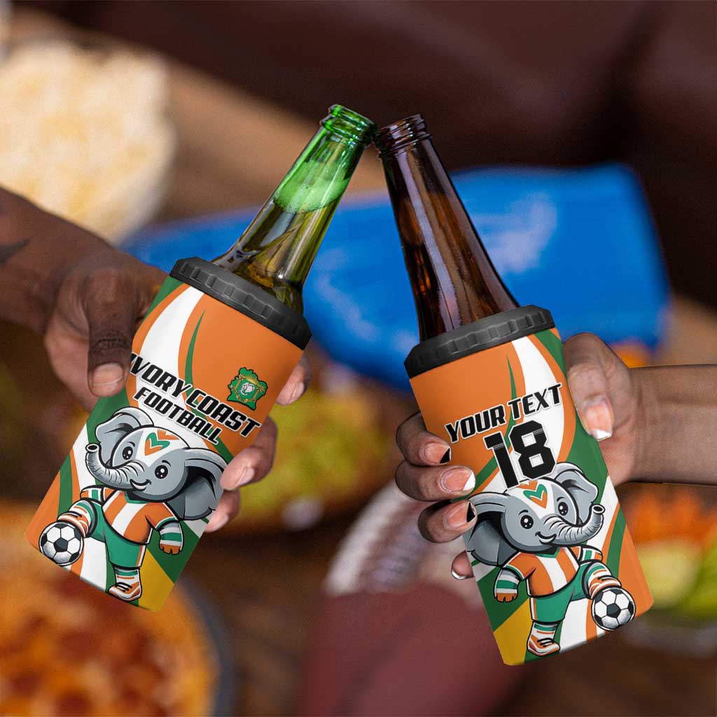 Custom Ivory Coast Football 4 in 1 Can Cooler Tumbler Les Elephants Mascot - Wonder Print Shop