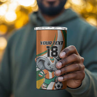 Custom Ivory Coast Football 4 in 1 Can Cooler Tumbler Les Elephants Mascot - Wonder Print Shop