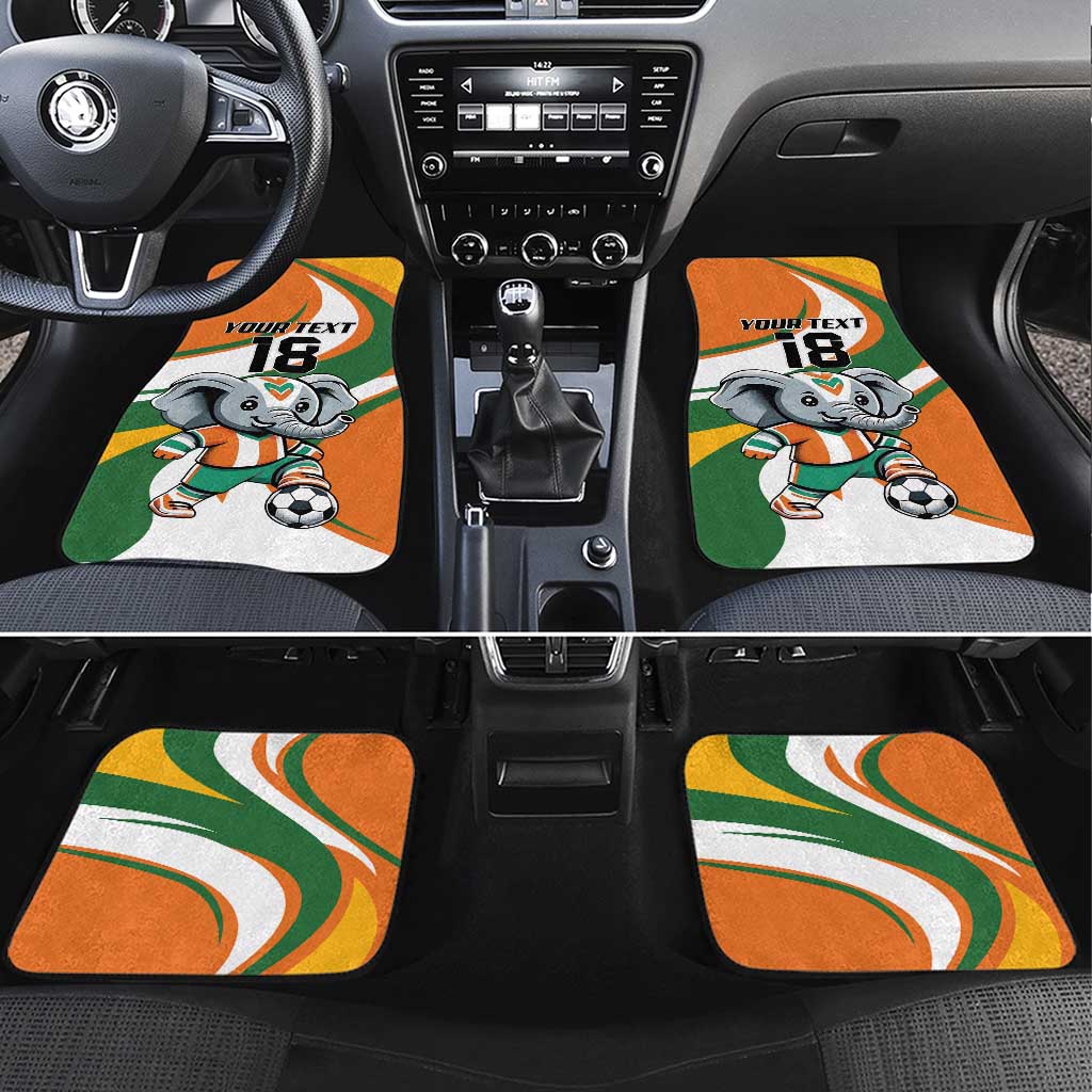 Custom Ivory Coast Football Car Mats Les Elephants Mascot - Wonder Print Shop
