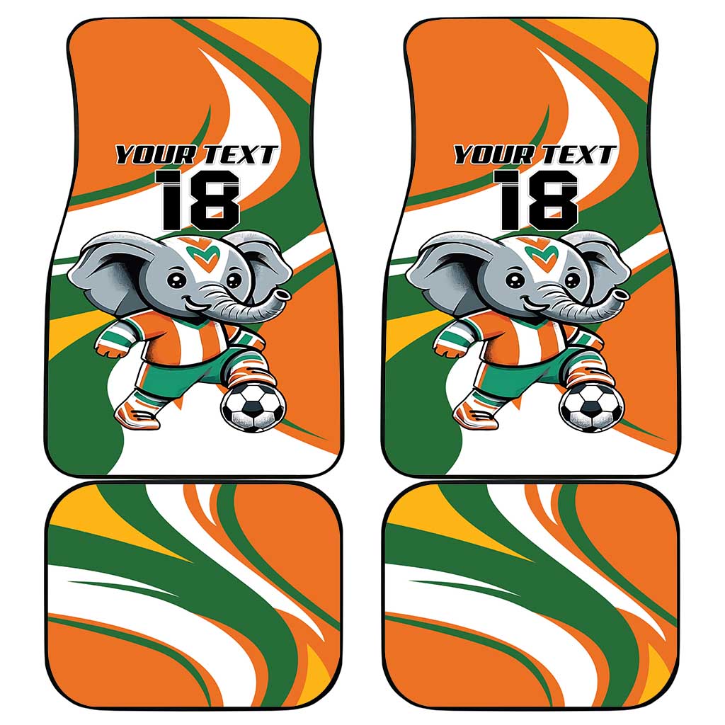 Custom Ivory Coast Football Car Mats Les Elephants Mascot - Wonder Print Shop
