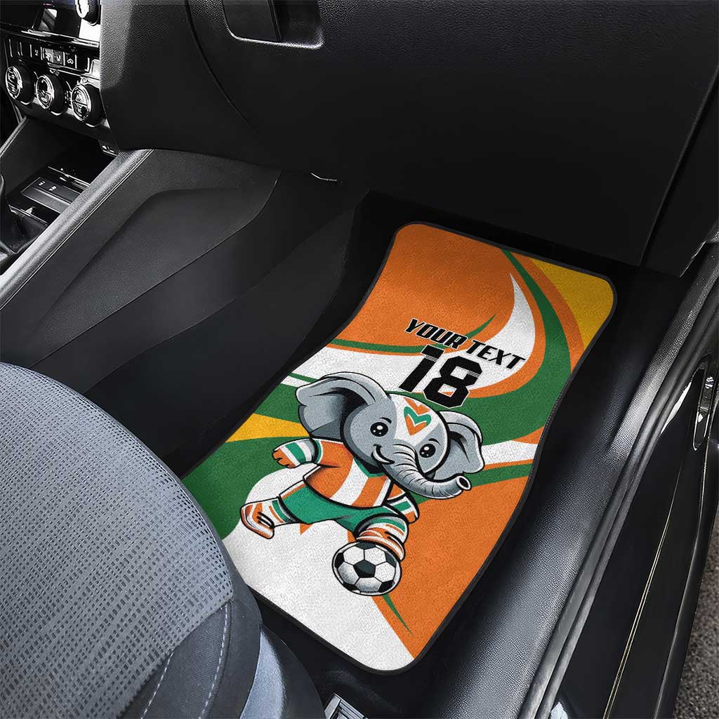 Custom Ivory Coast Football Car Mats Les Elephants Mascot - Wonder Print Shop