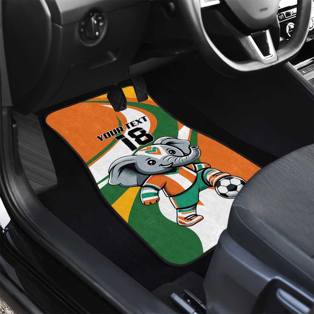 Custom Ivory Coast Football Car Mats Les Elephants Mascot - Wonder Print Shop