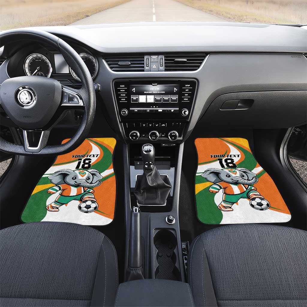 Custom Ivory Coast Football Car Mats Les Elephants Mascot - Wonder Print Shop