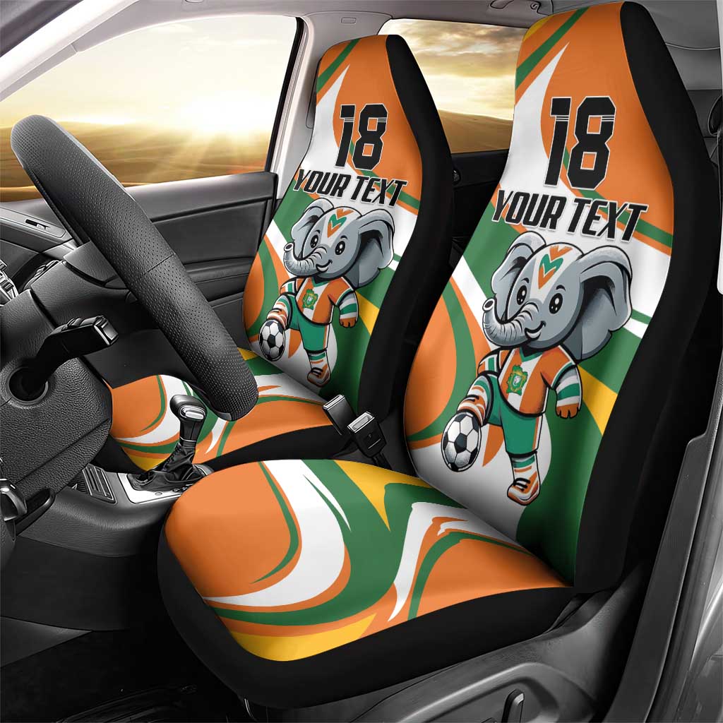 Custom Ivory Coast Football Car Seat Cover Les Elephants Mascot - Wonder Print Shop