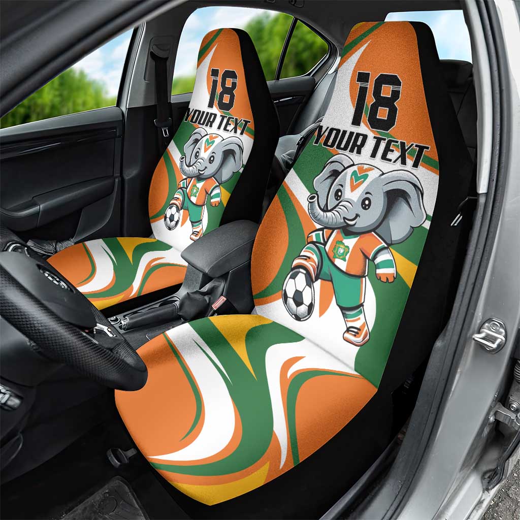 Custom Ivory Coast Football Car Seat Cover Les Elephants Mascot - Wonder Print Shop