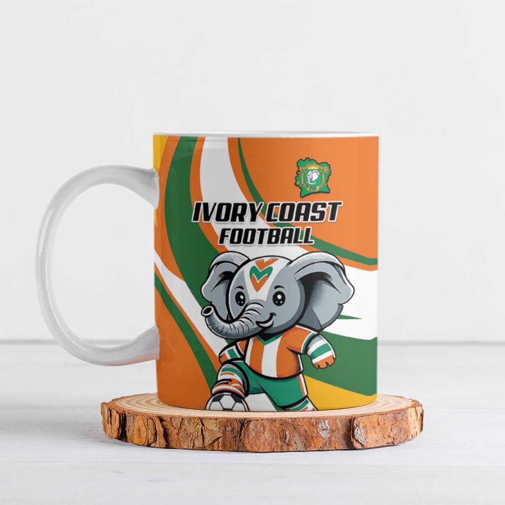 Custom Ivory Coast Football Ceramic Mug Les Elephants Mascot - Wonder Print Shop