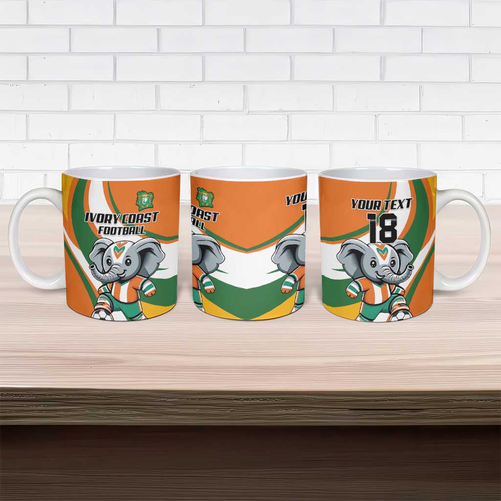 Custom Ivory Coast Football Ceramic Mug Les Elephants Mascot - Wonder Print Shop
