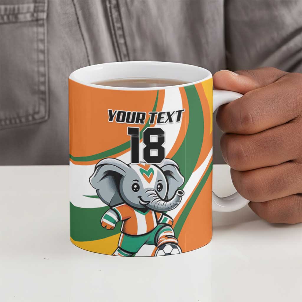 Custom Ivory Coast Football Ceramic Mug Les Elephants Mascot - Wonder Print Shop