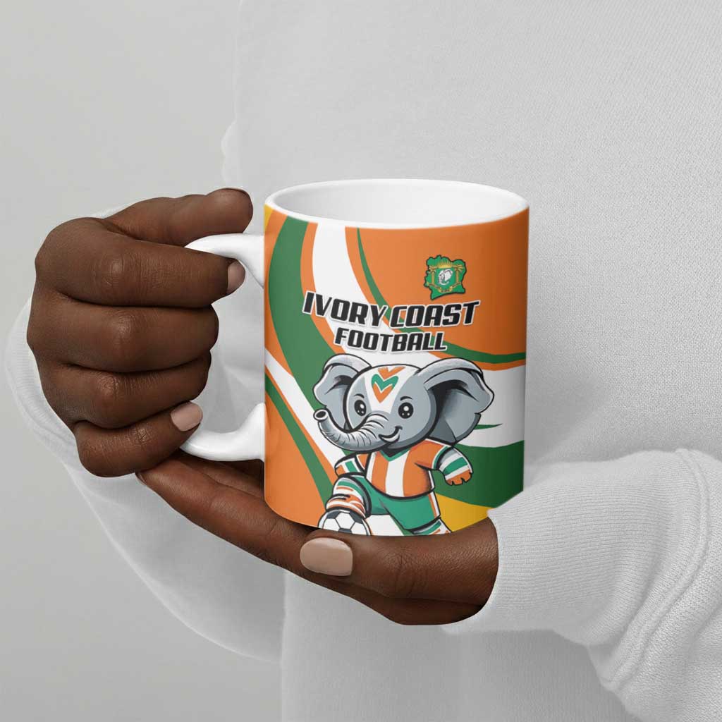 Custom Ivory Coast Football Ceramic Mug Les Elephants Mascot - Wonder Print Shop