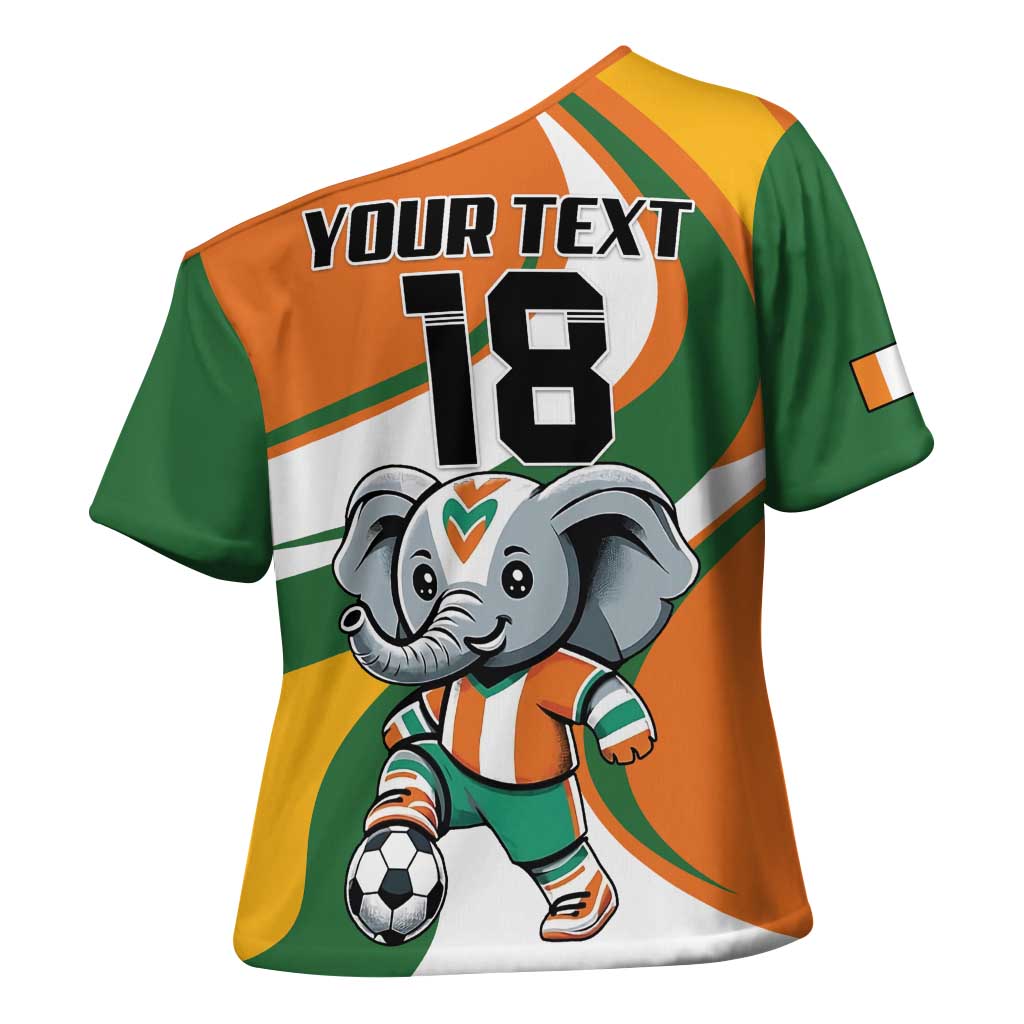 Custom Ivory Coast Football Cross Shoulder Shirt Les Elephants Mascot - Wonder Print Shop