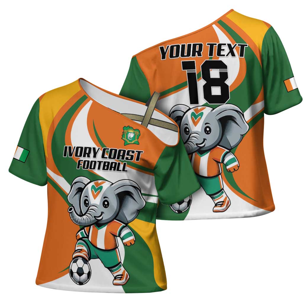Custom Ivory Coast Football Cross Shoulder Shirt Les Elephants Mascot - Wonder Print Shop