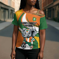 Custom Ivory Coast Football Cross Shoulder Shirt Les Elephants Mascot - Wonder Print Shop