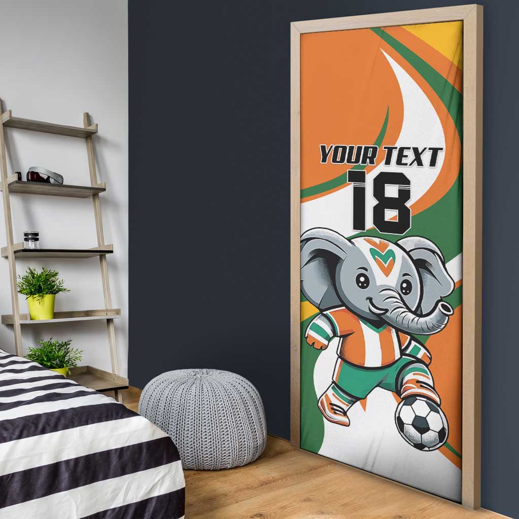 Custom Ivory Coast Football Door Cover Les Elephants Mascot - Wonder Print Shop