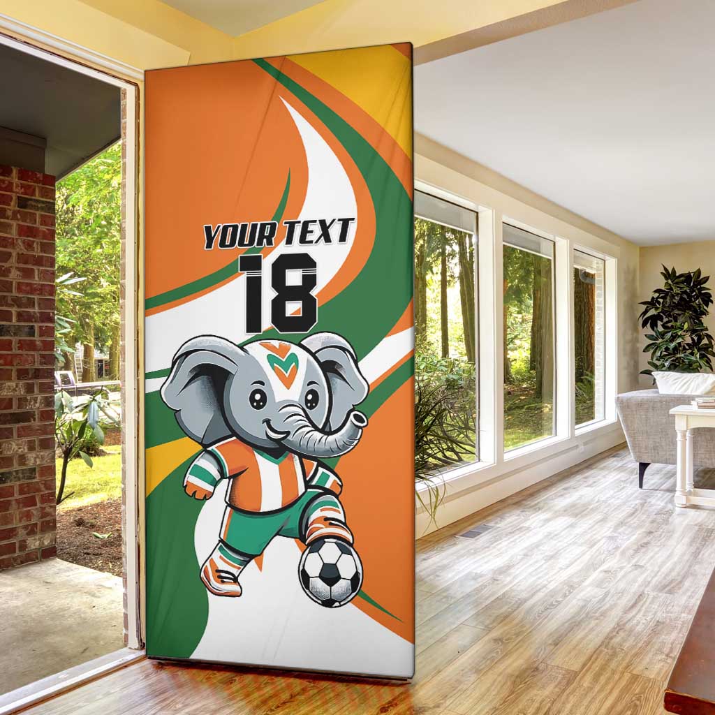 Custom Ivory Coast Football Door Cover Les Elephants Mascot - Wonder Print Shop