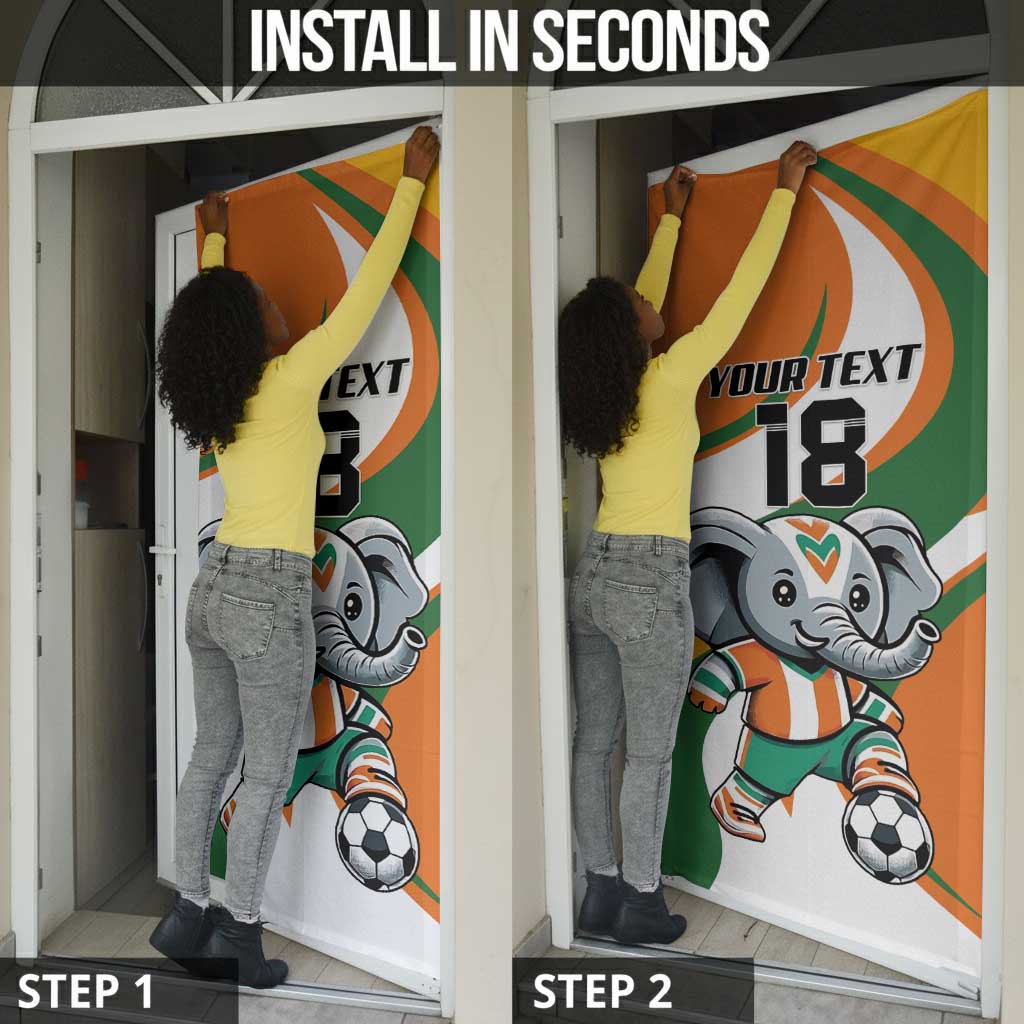 Custom Ivory Coast Football Door Cover Les Elephants Mascot - Wonder Print Shop