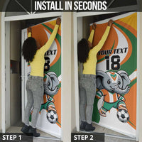 Custom Ivory Coast Football Door Cover Les Elephants Mascot - Wonder Print Shop