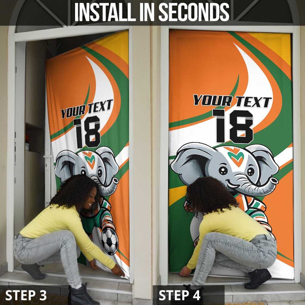 Custom Ivory Coast Football Door Cover Les Elephants Mascot - Wonder Print Shop