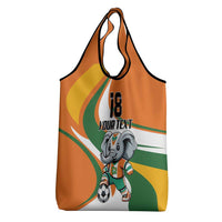 Custom Ivory Coast Football Grocery Bag Les Elephants Mascot - Wonder Print Shop