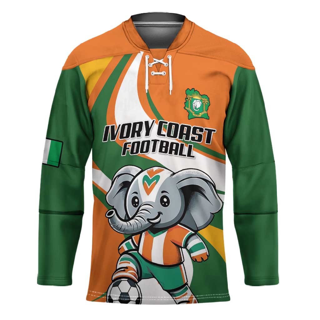 Custom Ivory Coast Football Hockey Jersey Les Elephants Mascot - Wonder Print Shop