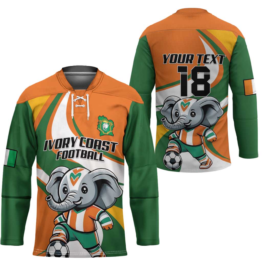 Custom Ivory Coast Football Hockey Jersey Les Elephants Mascot - Wonder Print Shop