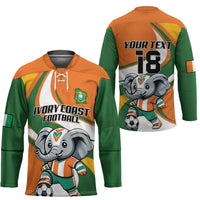 Custom Ivory Coast Football Hockey Jersey Les Elephants Mascot - Wonder Print Shop
