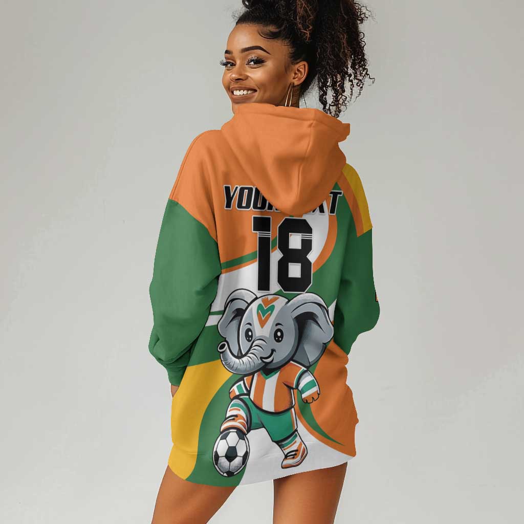 Custom Ivory Coast Football Hoodie Dress Les Elephants Mascot - Wonder Print Shop