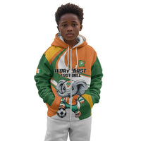 Custom Ivory Coast Football Kid Hoodie Les Elephants Mascot - Wonder Print Shop