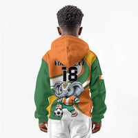 Custom Ivory Coast Football Kid Hoodie Les Elephants Mascot - Wonder Print Shop