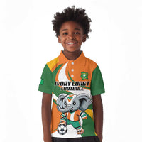 Custom Ivory Coast Football Kid Polo Shirt Les Elephants Mascot LT18