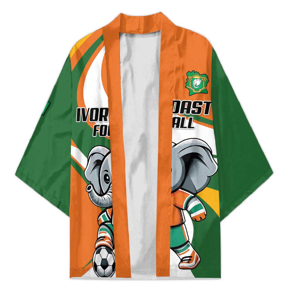 Custom Ivory Coast Football Kimono Les Elephants Mascot - Wonder Print Shop